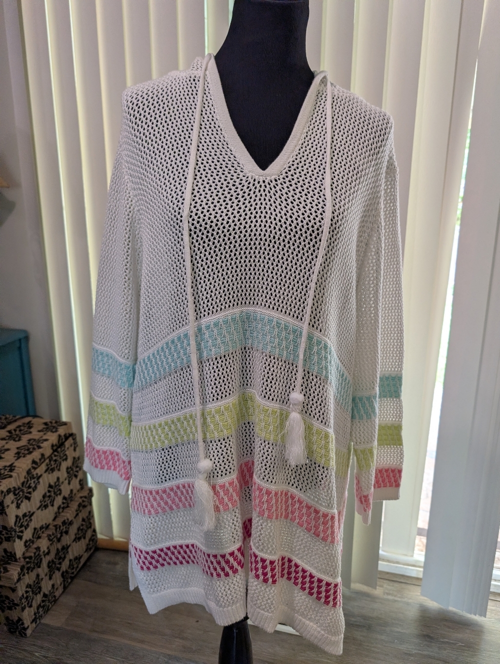 Cj Banks Loose Knit Hoodie Cover Up